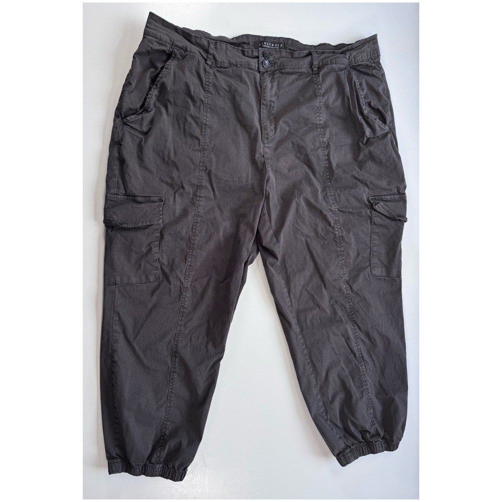 SANCTUARY Pants Twill Cargo Jogger Elastic Cuff Stretch Pockets Womens 20W Gray